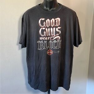 VINTAGE Harley Davidson 3D Emblem Black T Shirt Good Guys Wear Black 1986 2XL